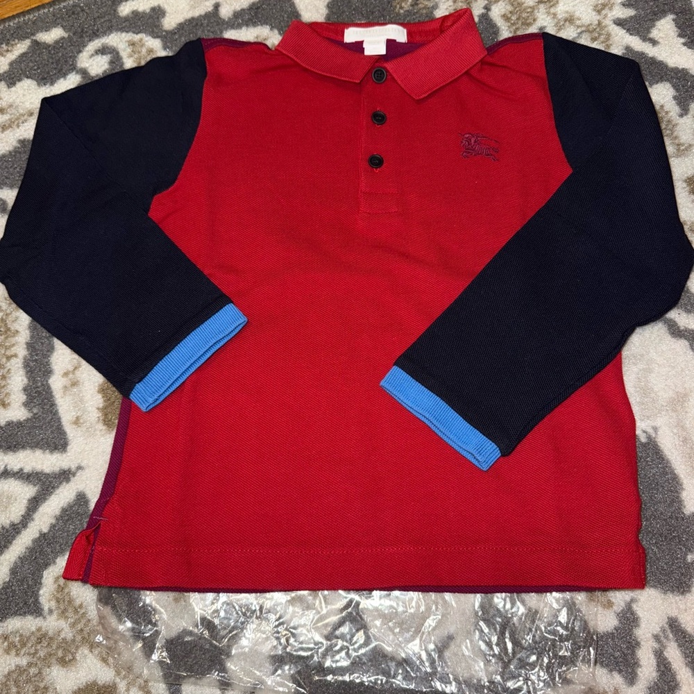 Kids Red , Black, foosia and Blue Long Sleeve Polo Shirt
